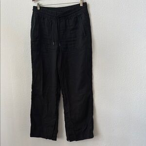 Women’s Athleta Retreat Linen High-Rise Wide-Leg Pants, Size Medium. Black.